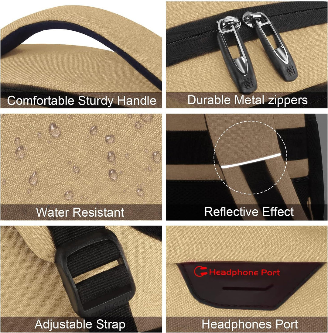Water-repellent anti-theft backpack, slim profile, external USB charging, perfect for students.