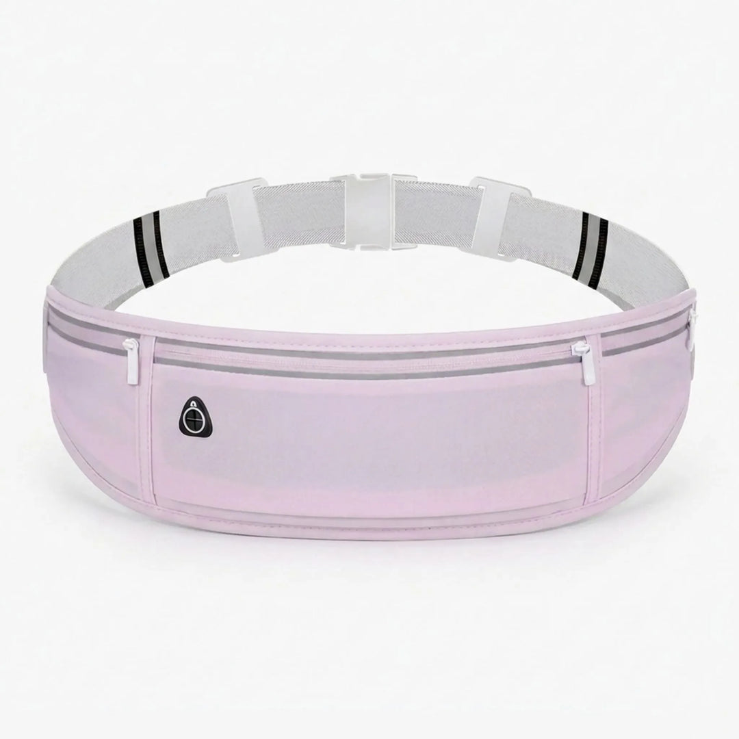 Black slim sports fanny pack. Unisex jogging belt for workouts, holding phone & essentials securely.
