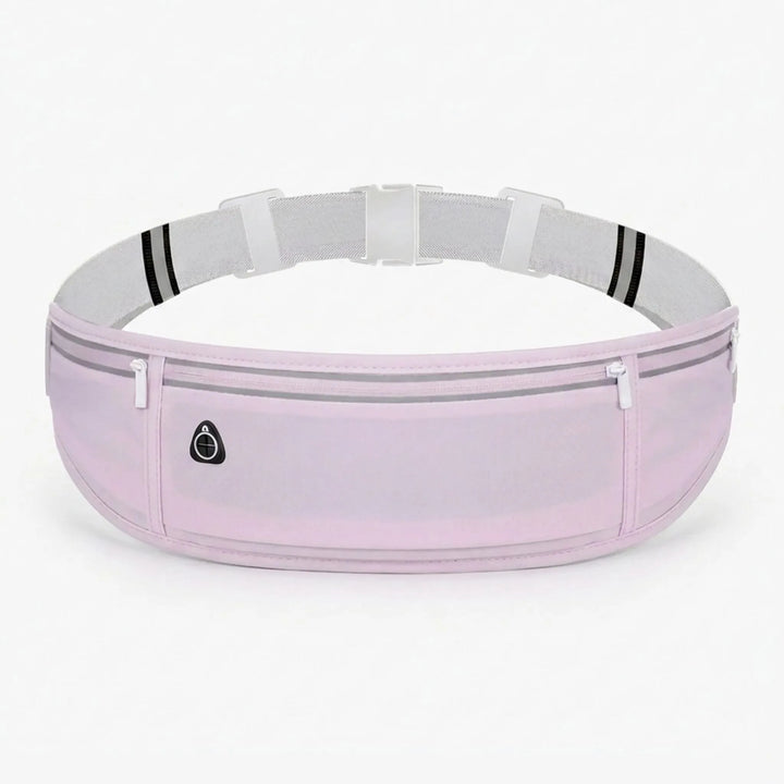 Black slim sports fanny pack. Unisex jogging belt for workouts, holding phone & essentials securely.