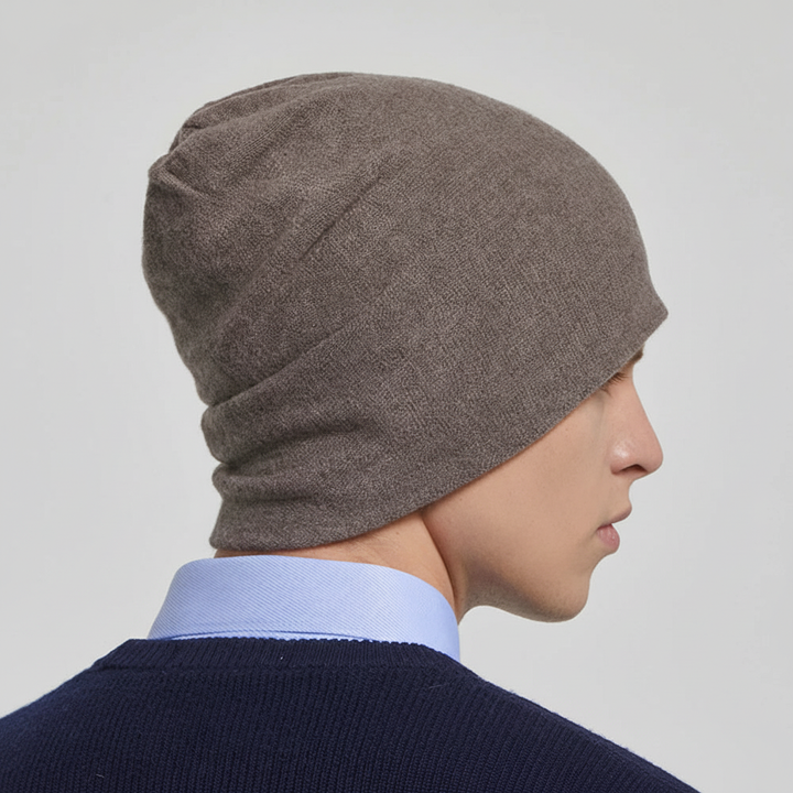 Stylish slouchy beanie, a practical and warm unisex winter hat for any casual autumn outfit.