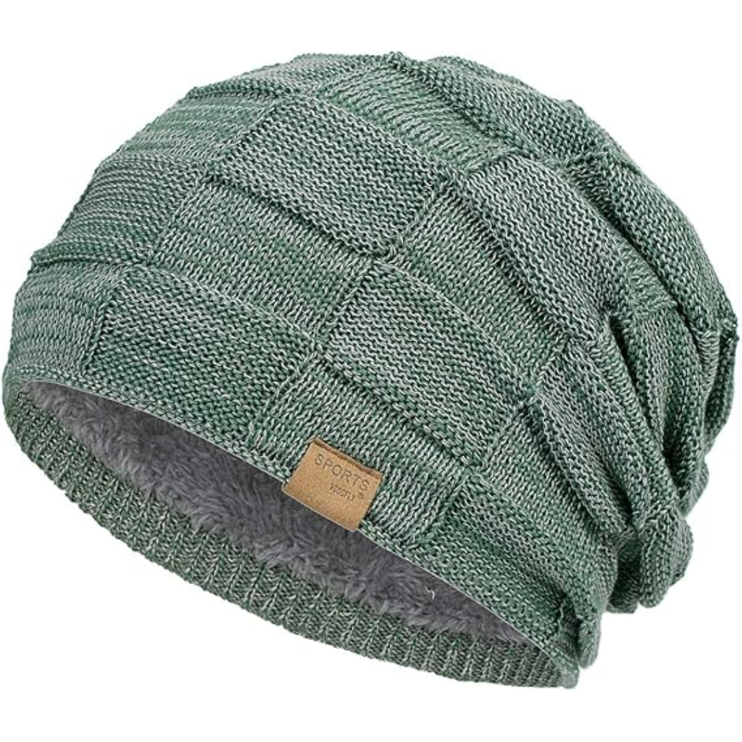 Stylish unisex slouchy winter beanie. A warm, cozy cap designed for men & women in cold weather.