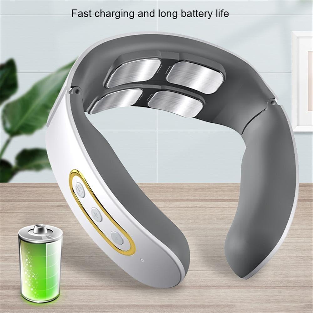 Smart 4D portable neck & shoulder massager. Advanced heat therapy for stress and muscle tension relief.