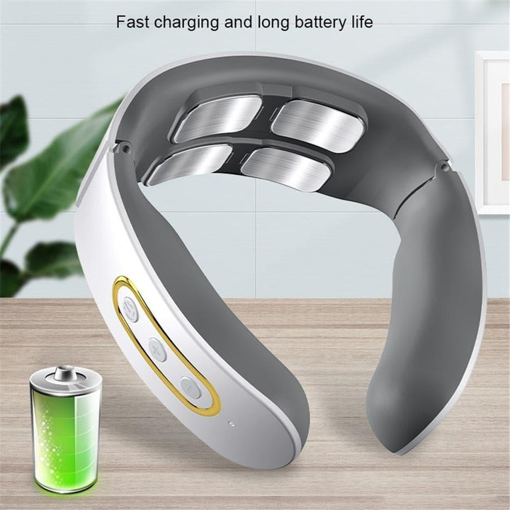 Smart 4D portable neck & shoulder massager. Advanced heat therapy for stress and muscle tension relief.