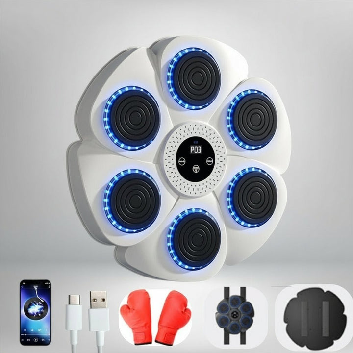 Modern Smart Boxing Machine with Bluetooth connectivity & striking RGB lights, perfect for diverse home fitness.