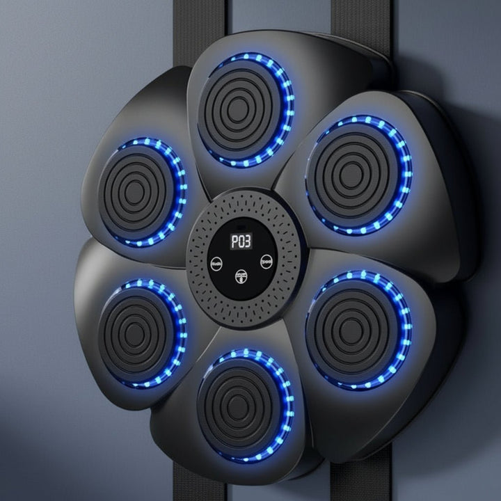 Sleek Smart Punching Machine, ideal for unisex home workouts, featuring Bluetooth music & engaging RGB lighting.