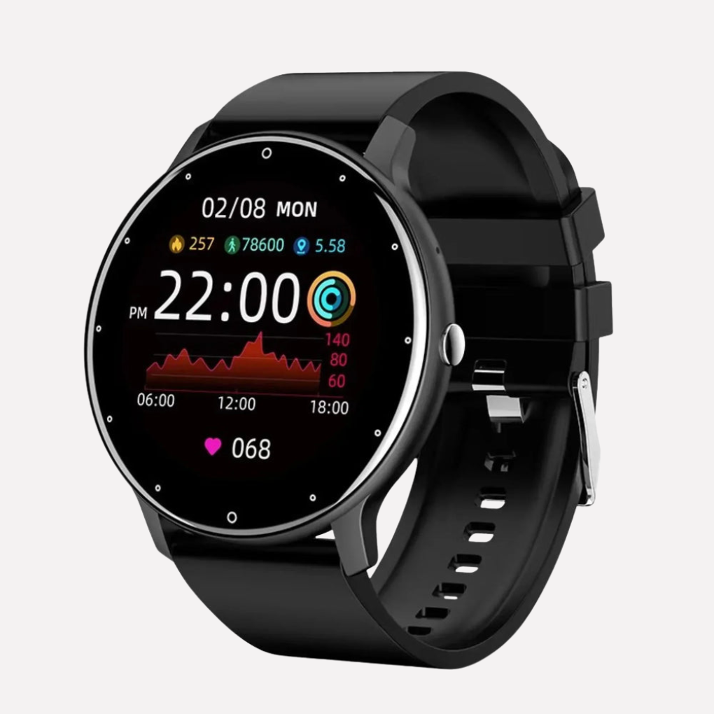 Unisex Smart Fitness Watch with heart rate & blood oxygen monitoring. Perfect daily activity tracker.