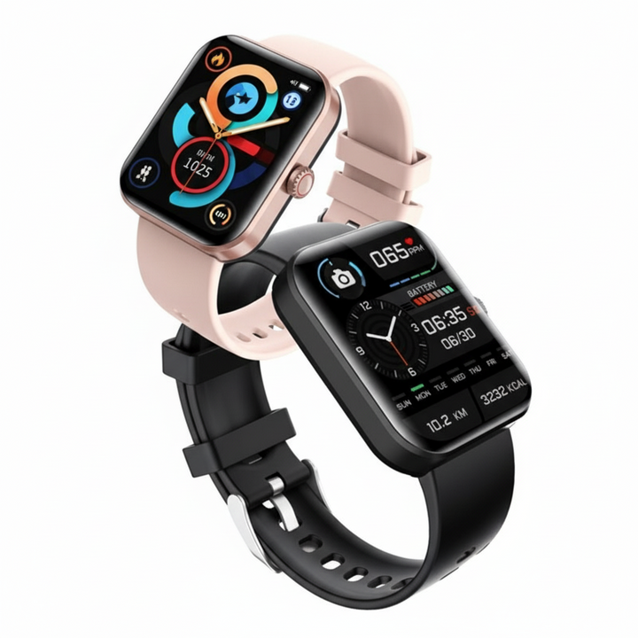 Digital health wellness watch, non-invasive glucose & heart rate monitor for proactive health management.