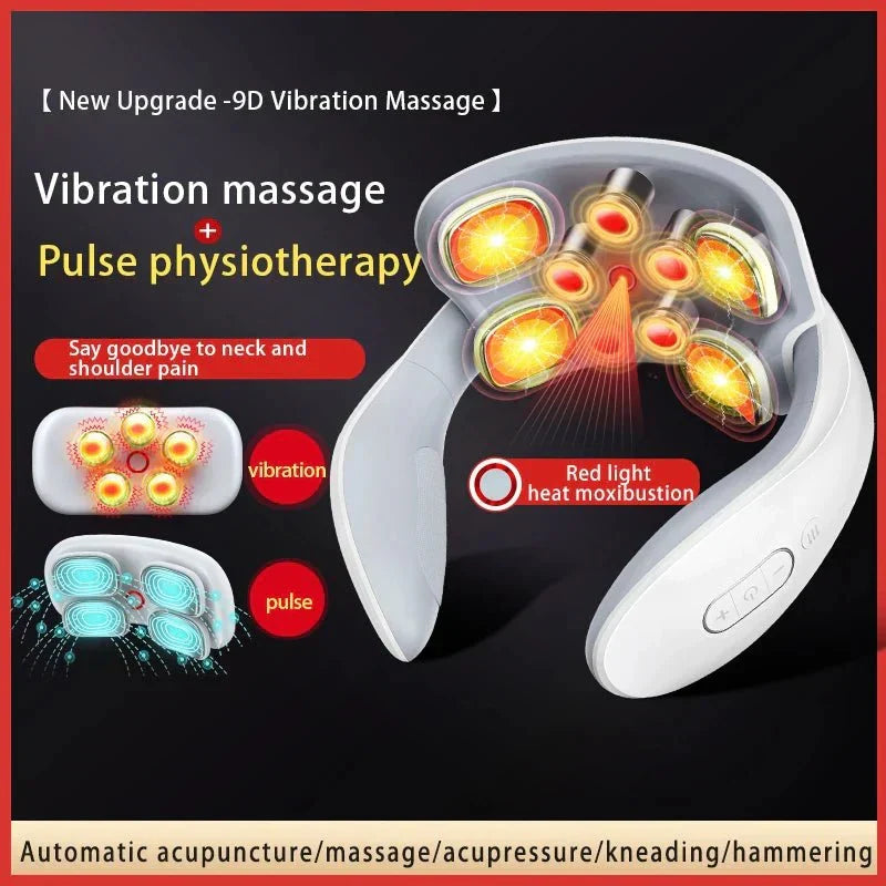 Relieve neck pain & stress with this unisex smart vibration & heat therapy massager.