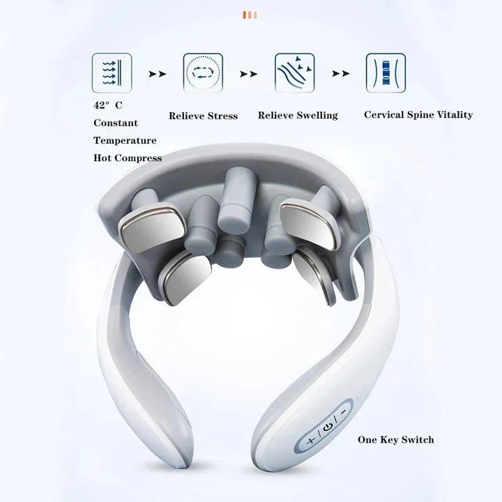 Advanced smart neck massager for unisex pain relief, featuring vibration & heat therapy.