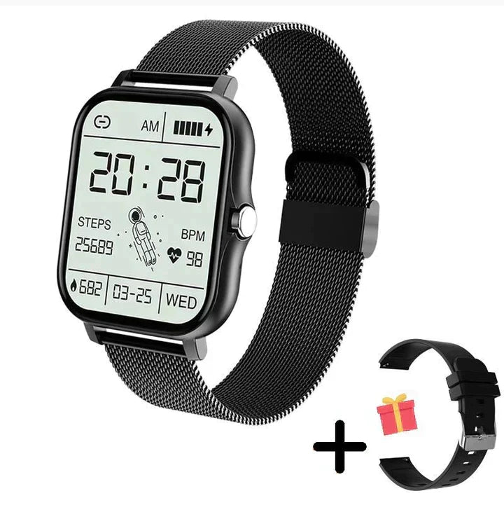 Bluetooth calling smart watch with activity tracker, health monitor, and long-lasting battery. Unisex design.