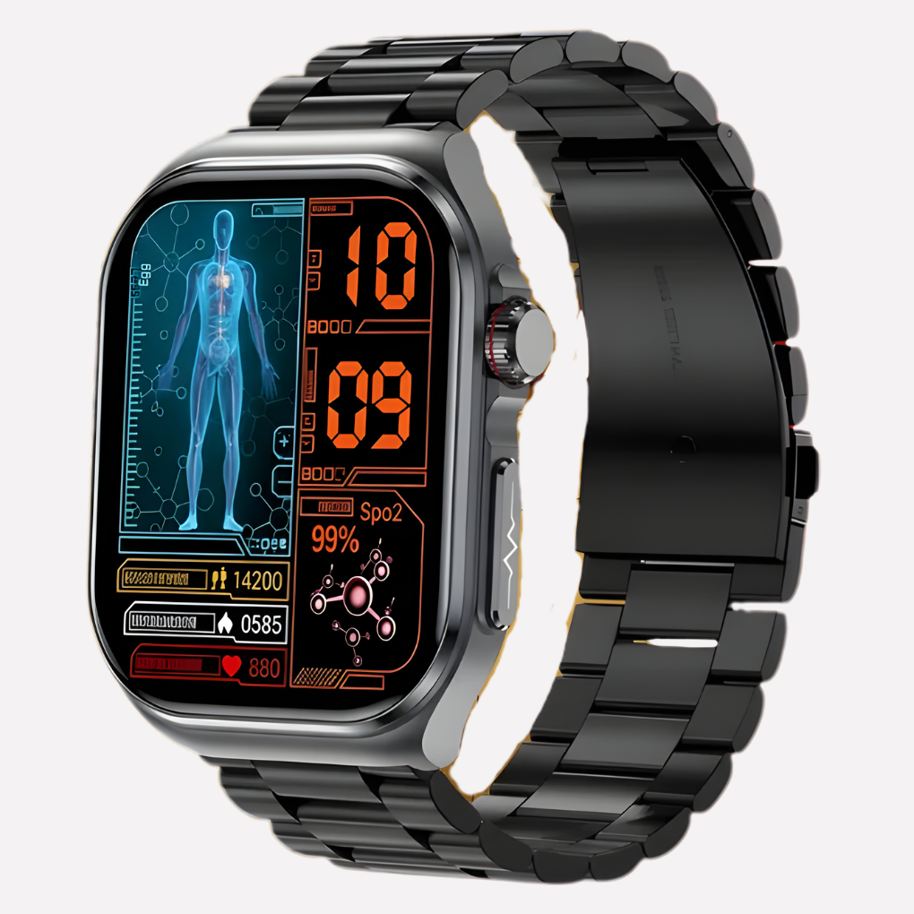 Wearable tech smartwatch, unisex design, monitors health, tracks fitness, and offers water-resistant durability.