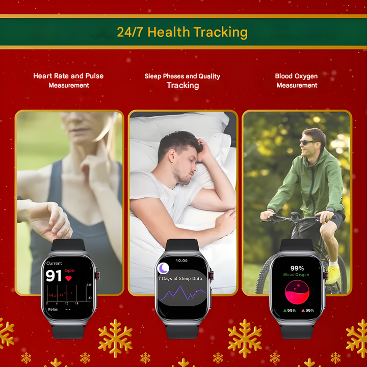 Unisex smartwatch with heart rate monitor & fitness tracking. Stylish wearable tech for daily activity and health monitoring.