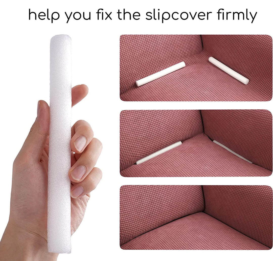 Illustrated diagram showing how unisex sofa cover grippers work to hold a couch cover in place