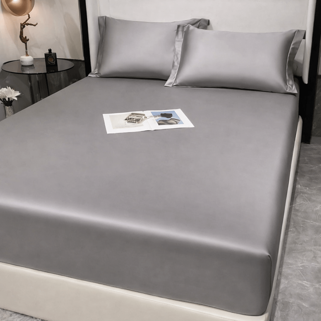 Vibrant cotton fitted sheet with deep pockets, creating a colorful and comfortable focal point for your bed.