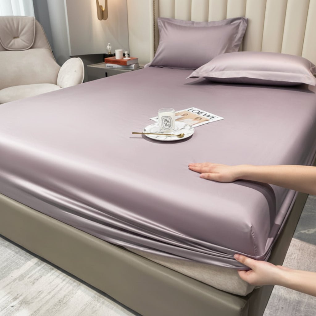 Unisex breathable cotton fitted sheet, designed with deep pockets for a secure fit and luxurious feel.