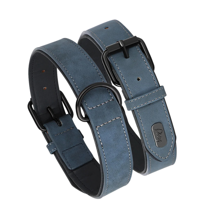 Soft brown PU leather dog collar, padded for canine comfort during daily adventures and training.