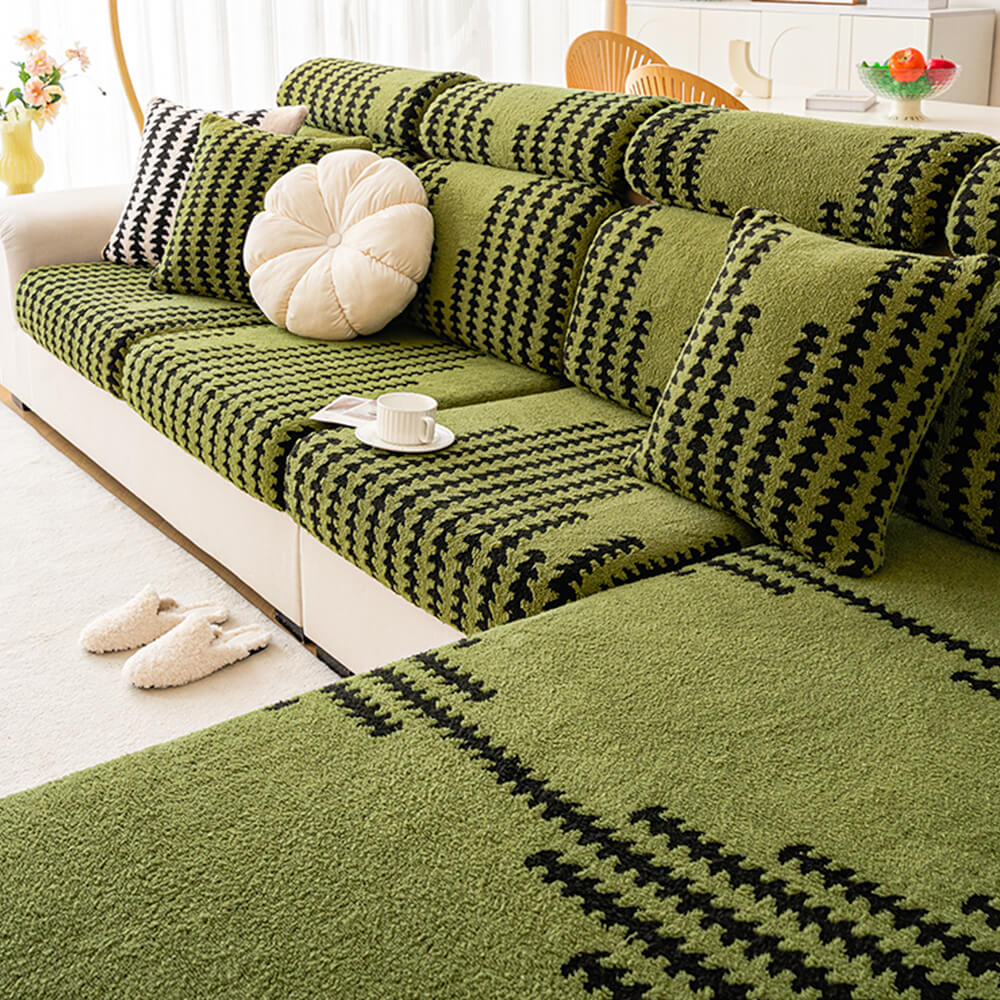 Cozy all-season herringbone sofa slipcover, stretch fabric for comfortable home decor