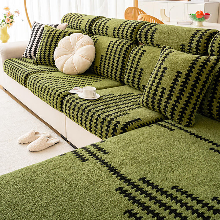 Cozy all-season herringbone sofa slipcover, stretch fabric for comfortable home decor