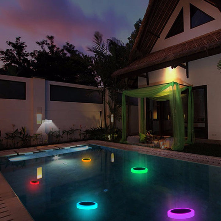 Solar powered outdoor RGB floating pool light for backyard party decor