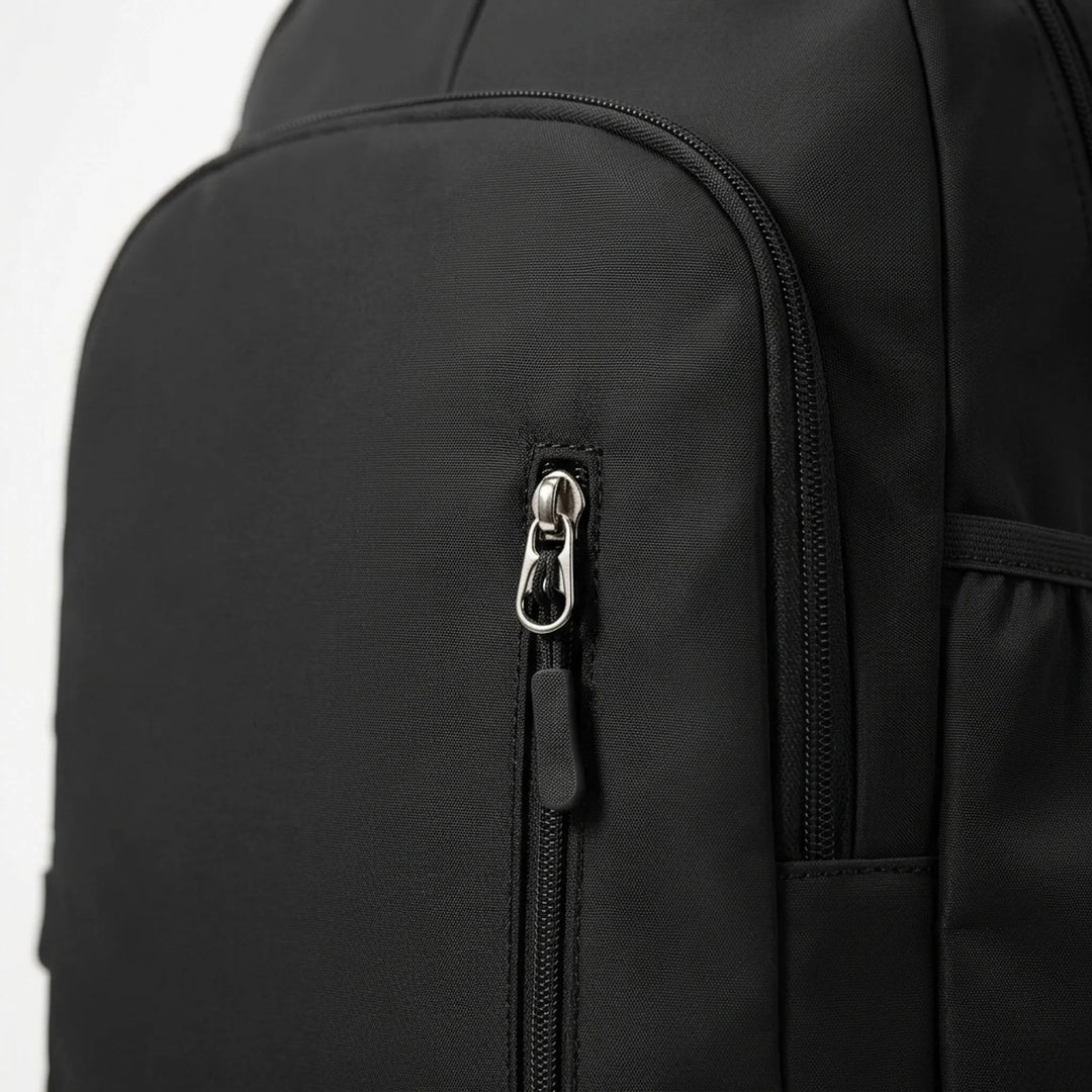 Black unisex gym bag with dedicated shoe compartment, ideal for athletes, daily commute, or travel.
