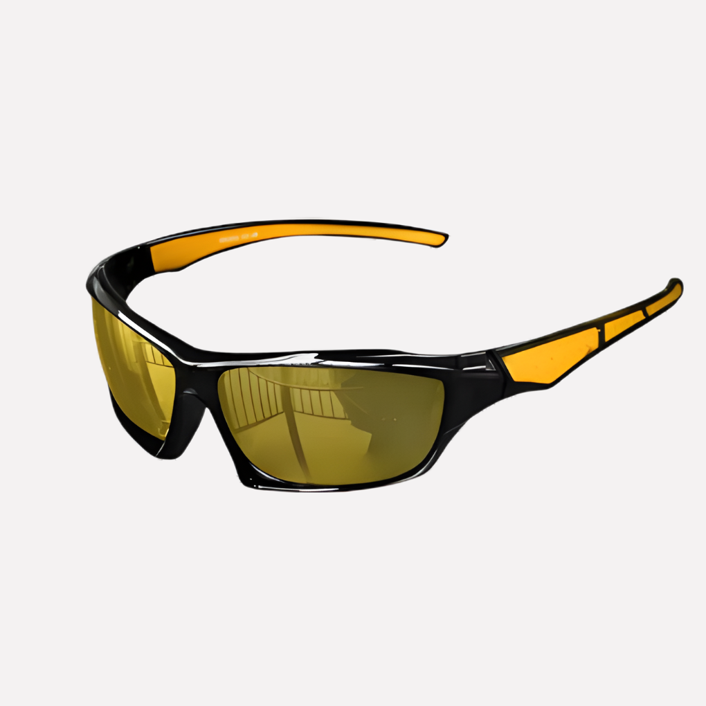 Sleek black unisex sports wrap sunglasses, polarized UV400, glare reduction for summer sports.