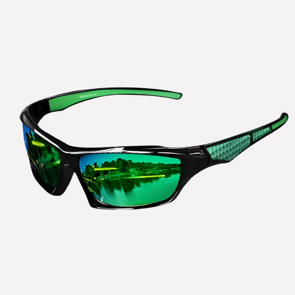 Polarized UV400 wrap sunglasses, unisex design, perfect for glare reduction & eye protection during sports.