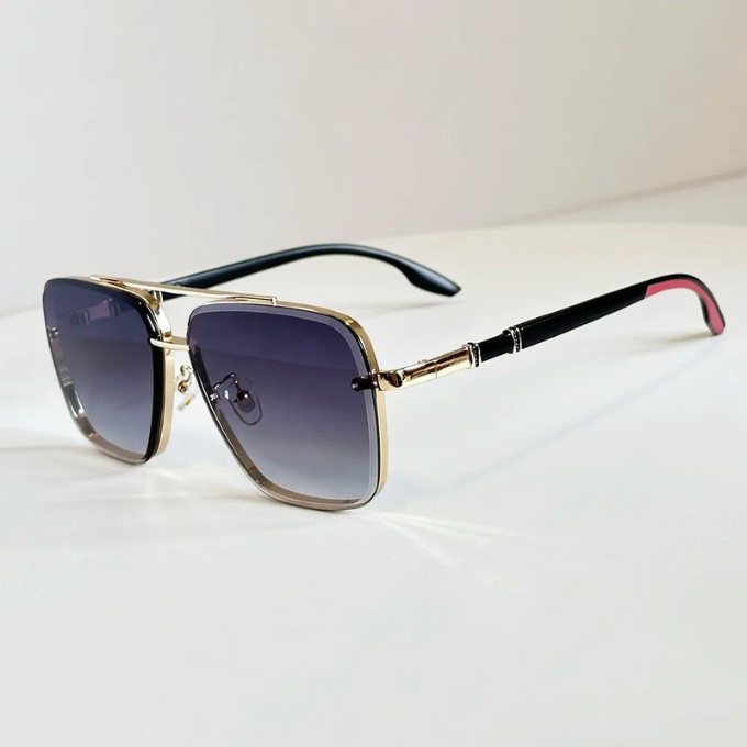 Sleek square aviator sunglasses with gradient lenses & durable metal frame; a modern unisex eyewear choice.