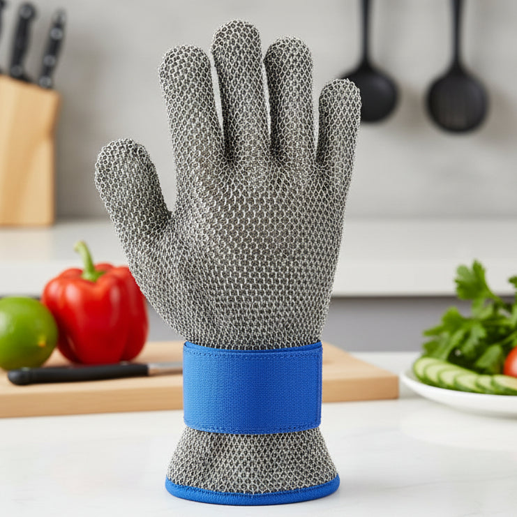 Unisex stainless steel cut-resistant safety gloves for superior hand protection in kitchen, industrial, and workshop tasks.