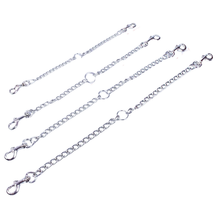 Heavy-duty stainless steel double dog leash, ensuring tangle-free walks for two pets