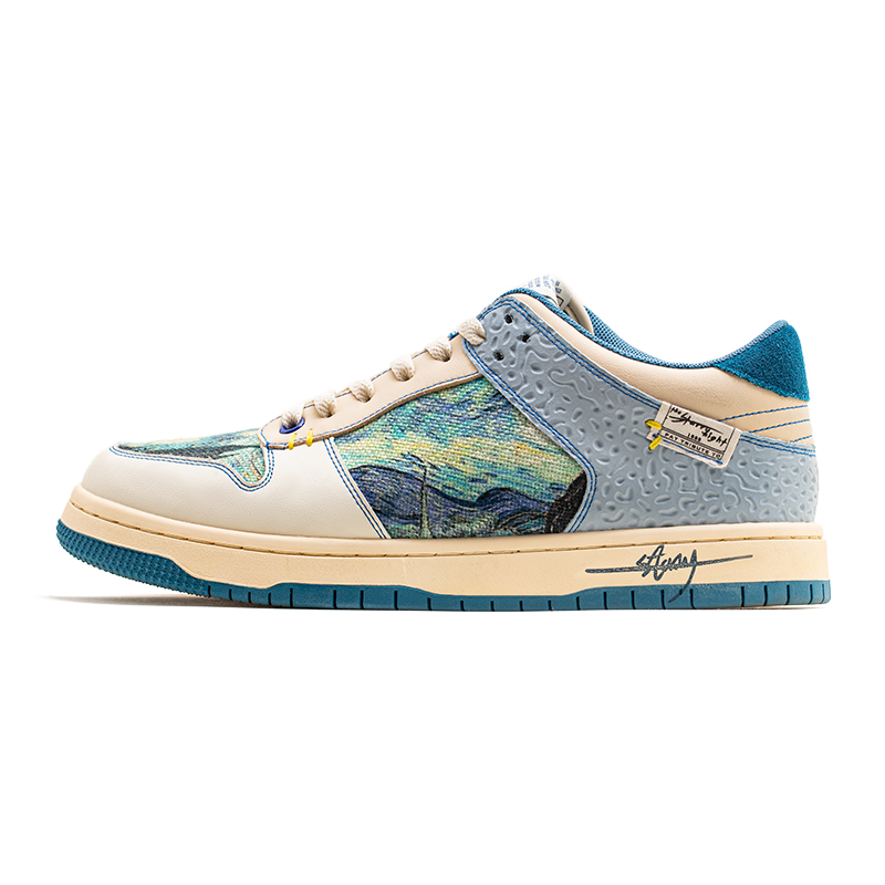 Unisex Starry Night sneakers with artistic Van Gogh design for cloud-like comfort and urban style.
