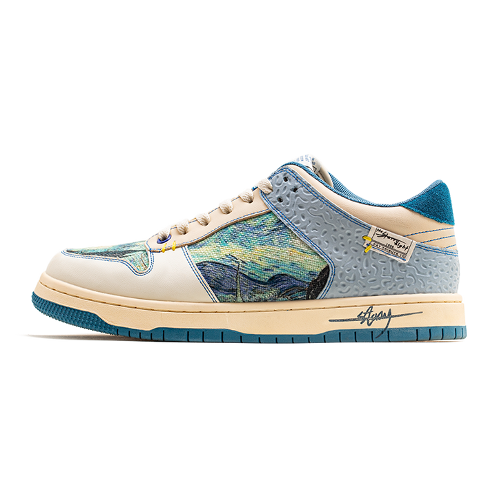 Unisex Starry Night sneakers with artistic Van Gogh design for cloud-like comfort and urban style.