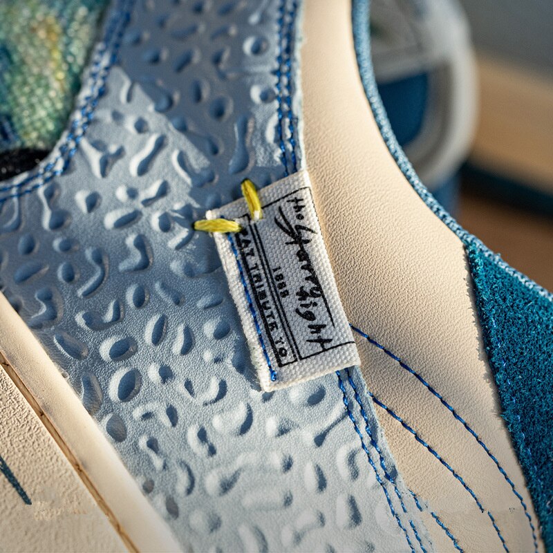 Comfortable and unique Starry Night casual sneakers. Artistic Van Gogh design for vibrant, everyday urban style.