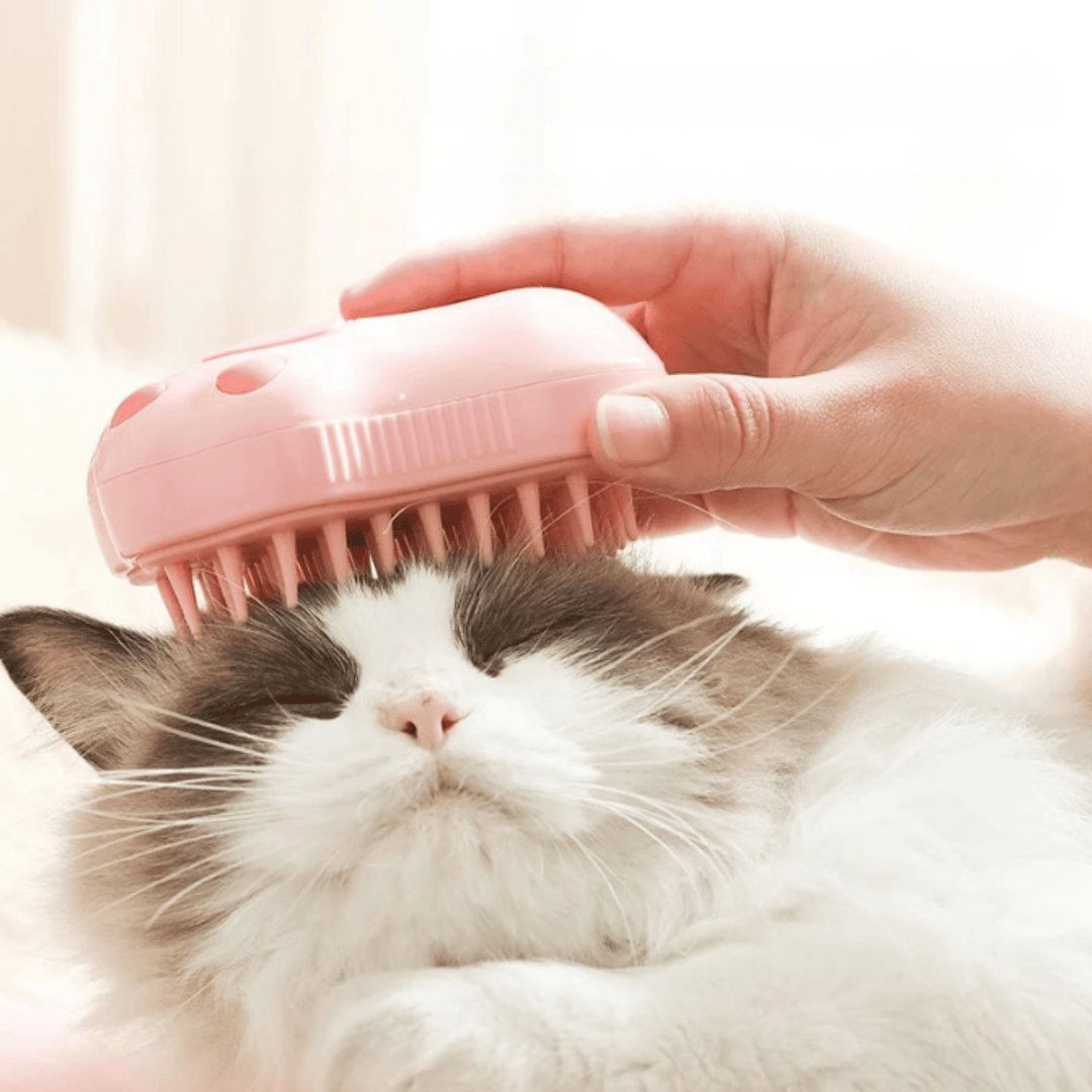 Ergonomic steam pet brush, an essential tool for cat and dog grooming