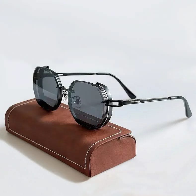Unisex steampunk polarized sunglasses with UV400 protection, vintage aluminum frame.