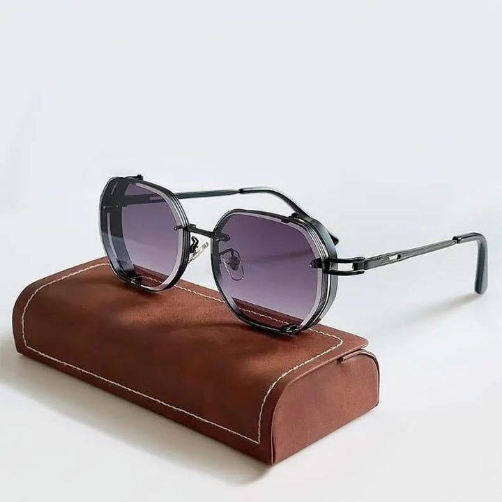 Steampunk polarized sunglasses for men & women, offering full UV protection & stylish eyewear.
