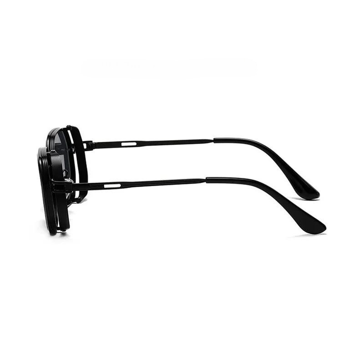 Dark lenses, round steampunk polarized sunglasses, offering essential UV eye protection.