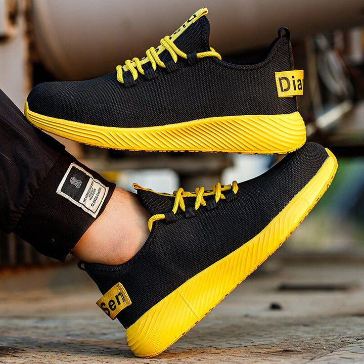 Durable unisex work shoes with steel toe for industrial safety. Breathable design for long-lasting comfort & protection.