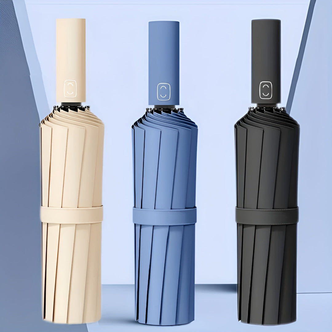 Unisex StormShield folding umbrella, windproof & UV protection for all-weather durability.