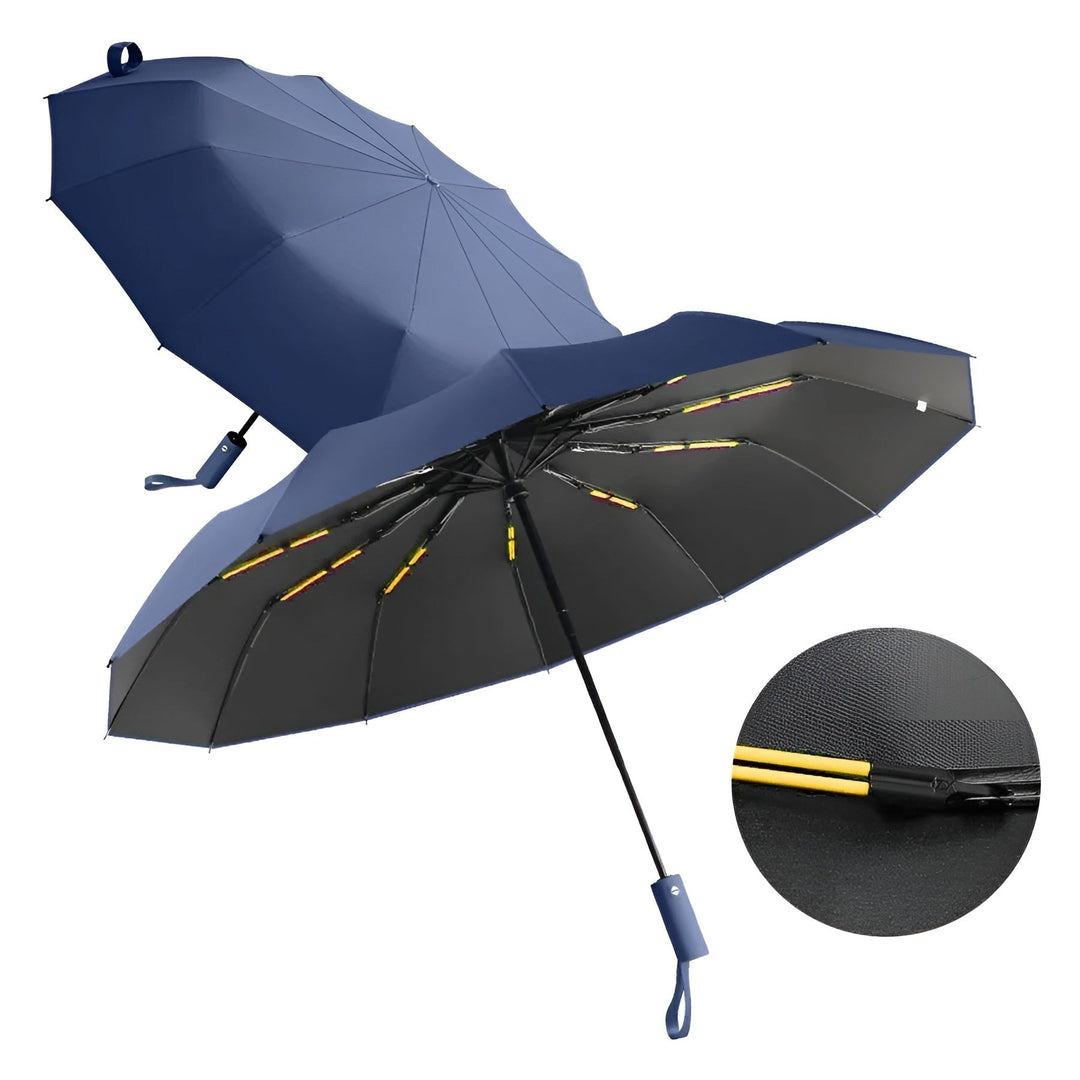 StormShield compact umbrella, windproof & UV protection. Automatic folding, perfect portable rain gear.