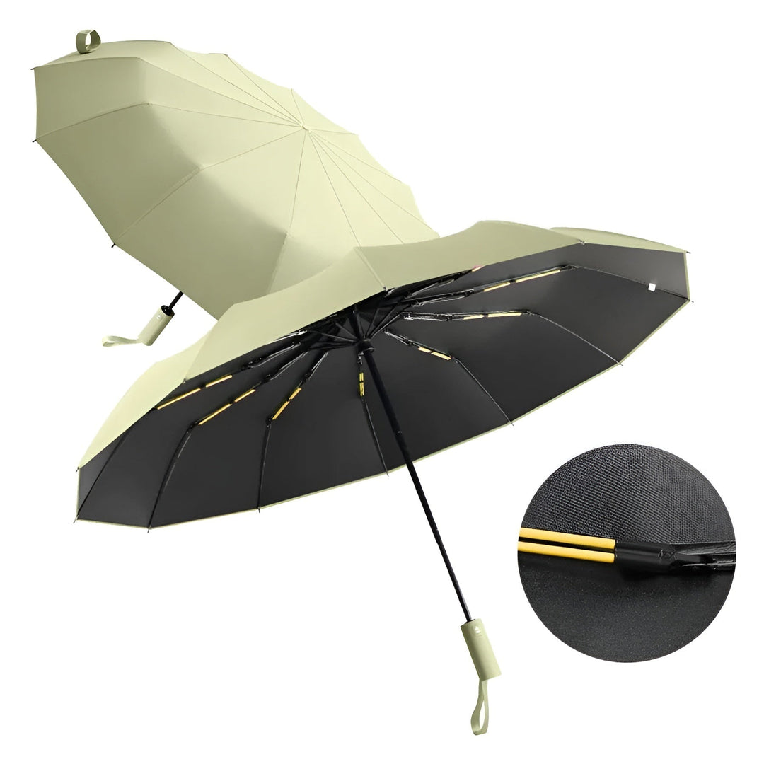 Compact StormShield folding umbrella, essential travel rain gear with UV protection & windproof design.