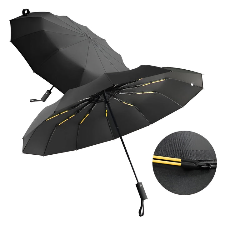 Automatic StormShield folding umbrella, windproof & UV protective, durable for any weather condition.