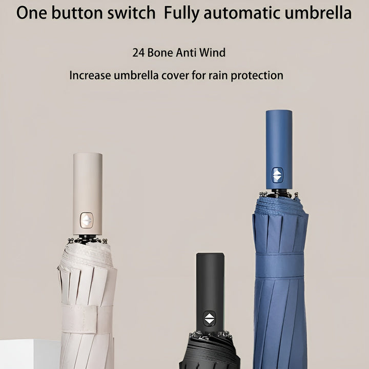 Portable StormShield folding umbrella, windproof and UV blocking. Perfect compact rain gear for travel.