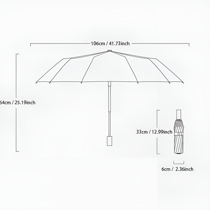 Unisex StormShield travel umbrella, automatic, windproof, & offers excellent UV protection for sun & rain.