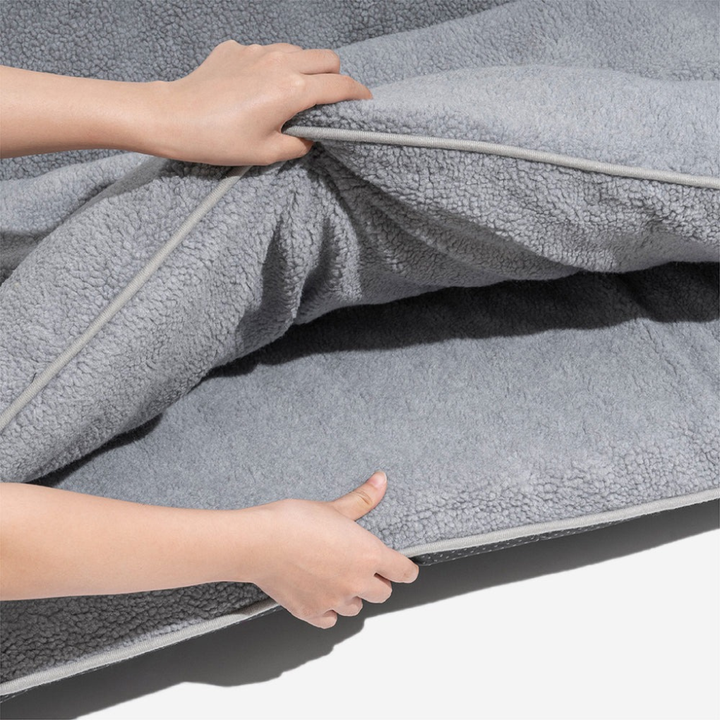 Striped pet bed featuring a supportive double-layer cushion for dogs & cats