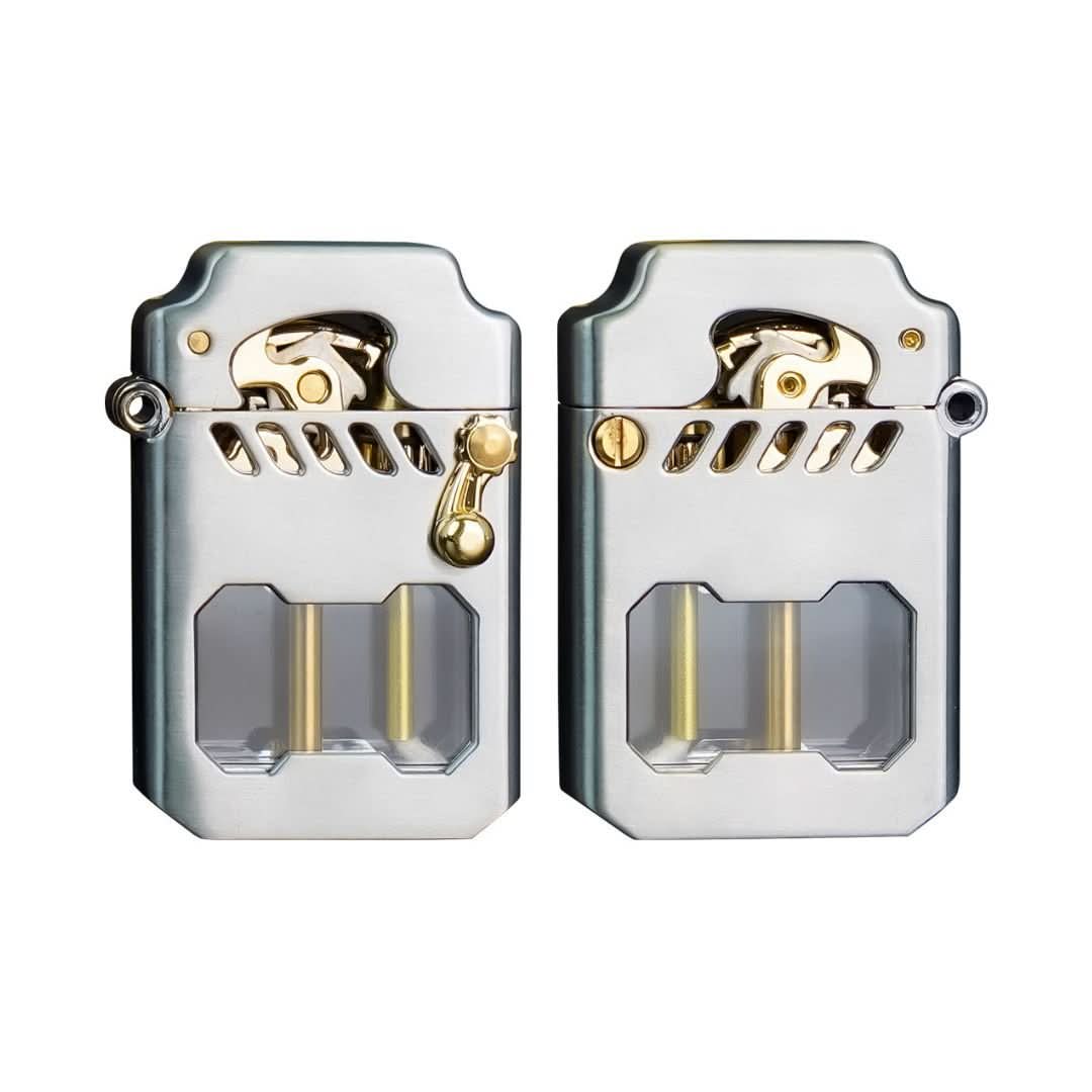 Unisex utility lighter, windproof, with detailed mechanical gear mechanism. Stylish and practical for outdoor.