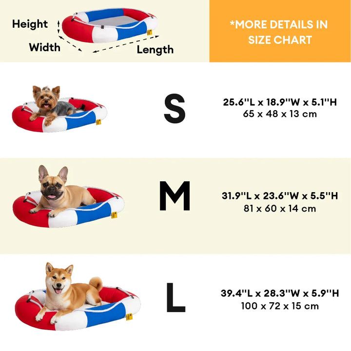 Pet bed for comfortable summer napping, waterproof and cooling, boat shape