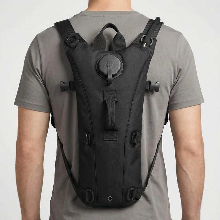 Lightweight unisex outdoor adventure tactical hydration pack with 101 fl oz water bladder.