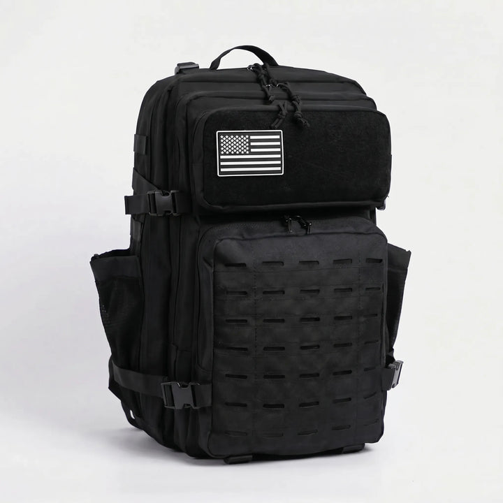 Large capacity tactical travel pack, durable unisex MOLLE backpack for hiking, gym, camping, & everyday carry.