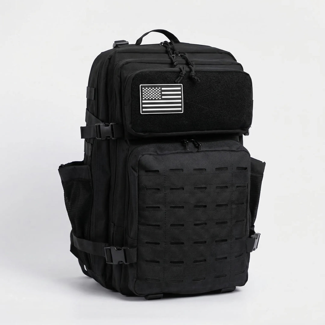 Outdoor tactical camping backpack, large capacity MOLLE rucksack for hiking gear. Durable unisex utility pack.