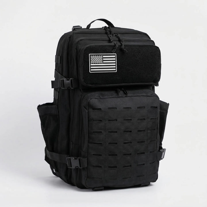 Outdoor tactical camping backpack, large capacity MOLLE rucksack for hiking gear. Durable unisex utility pack.